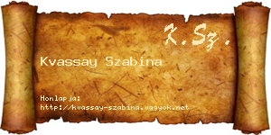 Kvassay Szabina névjegykártya